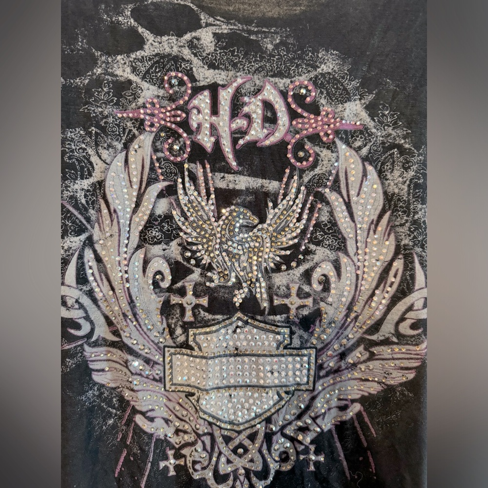 Harley Davidson glitz and fringe tee